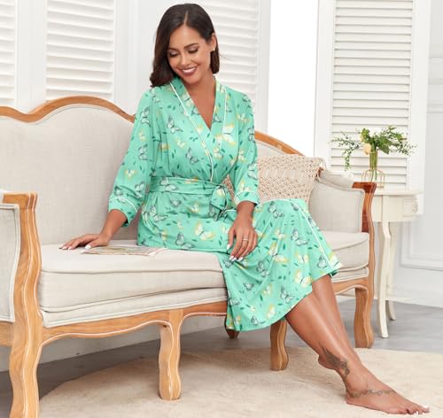 Image of PrinStory Womens Robe Long Knit Bathrobe Lightweight Soft Robes Ladies Bath Robe