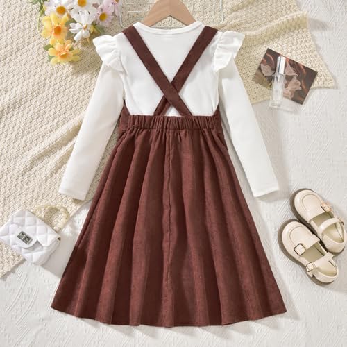 Image of HIHA Little Girls Adjustable Corduroy Pinafore Overall Dress Set Size 6-12