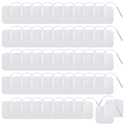 LEKEFETO 50 almohadillas de electrodos Tens-EMS de 40 x 40 mm, autoadhesivas, reutilizables, para electroestimuladores, para aliviar los músculos, la espalda y las articulaciones