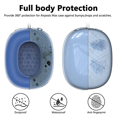 Image of Silicone Case Cover for AirPods Max 2 / AirPods Max Headphones (Blue) | Clear Soft TPU Ear Cups Cover /Ear Pad Case Cover /Headband Cover for AirPods Max,Transparent Accessories for Apple AirPods Max