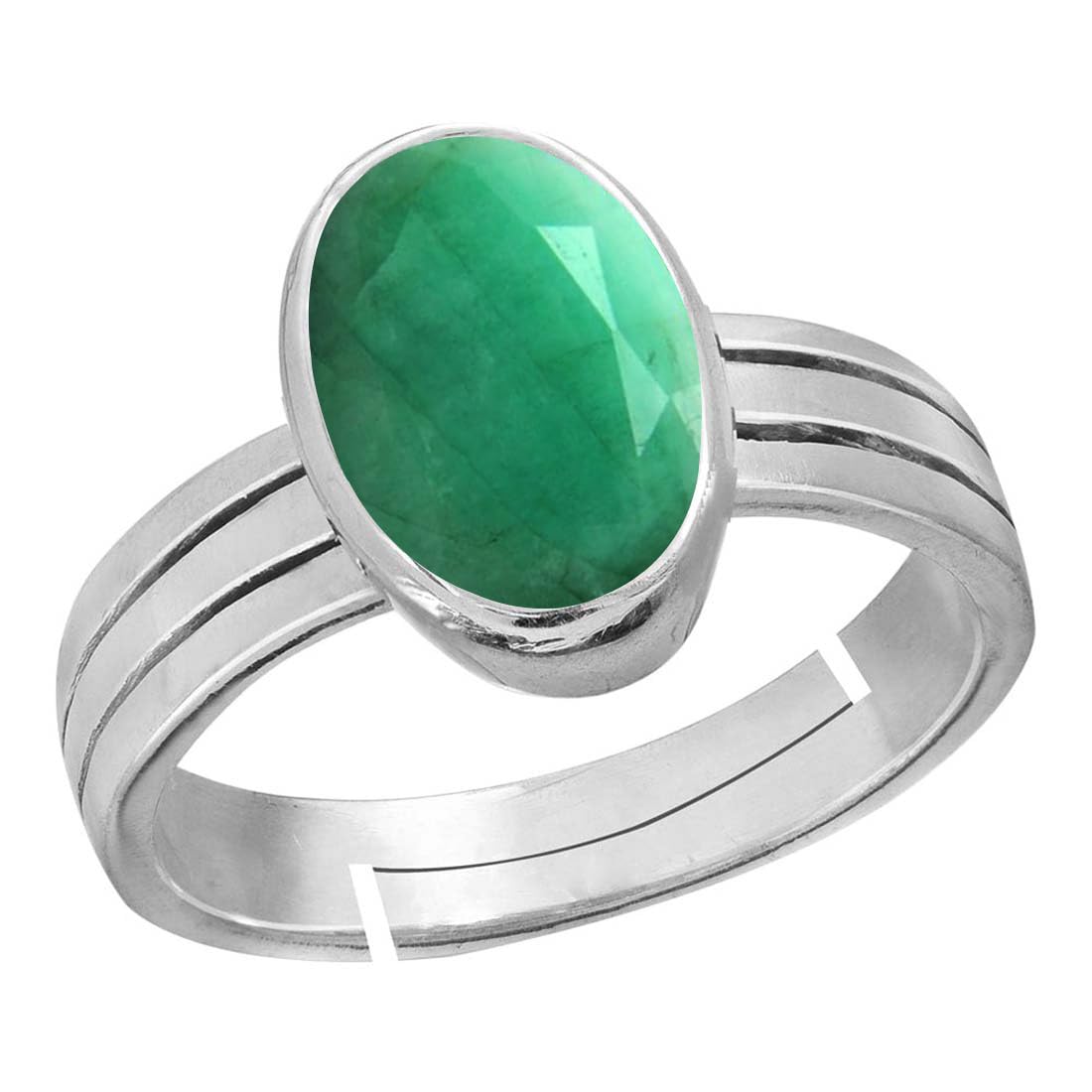 Emerald Panna 4.8cts or 5.25ratti stone Sterling Silver Adjustable Ring For MEN-image-42