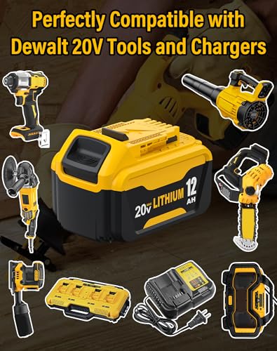 Image of 4Pack 12.0Ah Battery Replacement for Dewalt 20V MAX Battery DCB205 DCB208 DCB210 Compatible with Dewalt 20 Volt Lithium-Ion Batteries Cordless Power Tools