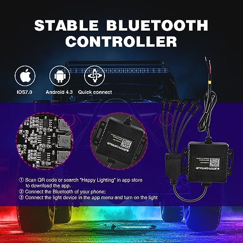 Image of Nilight RGB LED Rock Lights Kit, 6 pods Underglow Multicolor Neon Pod with Bluetooth App Control Flashing Music Mode IP68 Exterior Wheel Well Light for Truck ATV UTV RZR SUV