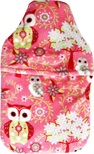 Vagabond Bags Ltd - Botella de agua caliente y funda (2 L), diseño de búho rosa