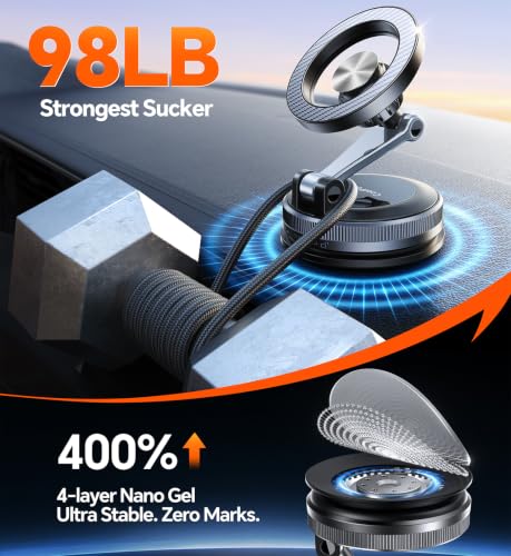 Image of Coolpow for MagSafe Car Mount【Windshield+Vent+Dash】Magnetic Phone Holder for Car Phone Holder Mount Cell Phone Holders for Your Car Accessories Suction Phone Mount for Car Truck Stand for iPhone 17 16