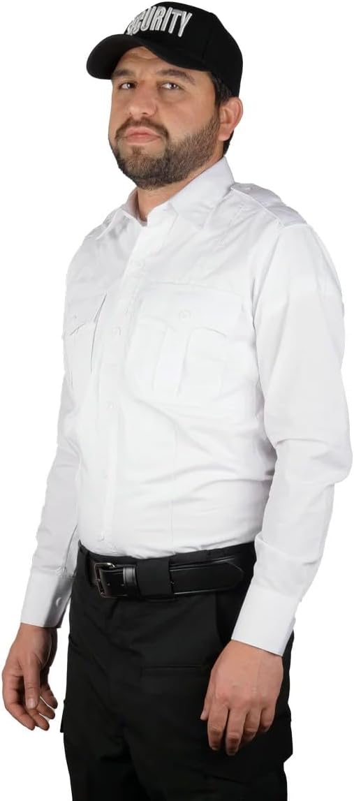 First Class Men’s Tactical Long Sleeve Uniform Shirt – 4 Pocket, Breathable, Underarm & Yoke Mesh Vent, Lightweight Workwear