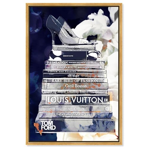 The Oliver Gal Artist Co. Fashion and Glam Framed Wall Art Canvas Prints 'Deep Thoughts' Books Home D&eacute;cor, 36" x 54", Blue, White (14438_36x54_Canv_PSGLD)