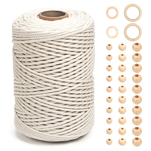 Macrame Cord 4Mm X 220 Yards, Natural Cotton Macrame Rope - 4 Strands Twisted Braided Cotton Cord For Wall Hanging, Plant Hangers, Crafts, Soft Undyed Craft Cord (4Mmx220Yd, Natural Color) #TOP10