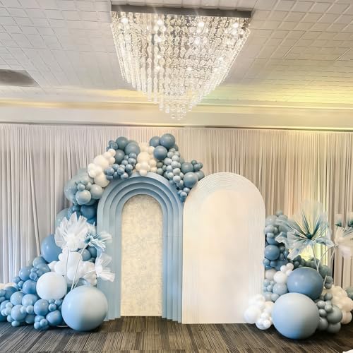 Image of Lukiituke Dusty Blue Balloons, 60Pcs Blue and White Balloons | 12in Latex Balloon for Birthday Wedding Bridal Showerl Decorations