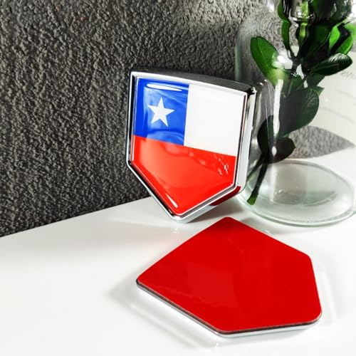Image of Newperlite Chile Flag Decal Sticker Car Emblem Chilean Flag Car Decoration Accessories Chrome Shield for Truck Vehicles Cars, 2 Pack
