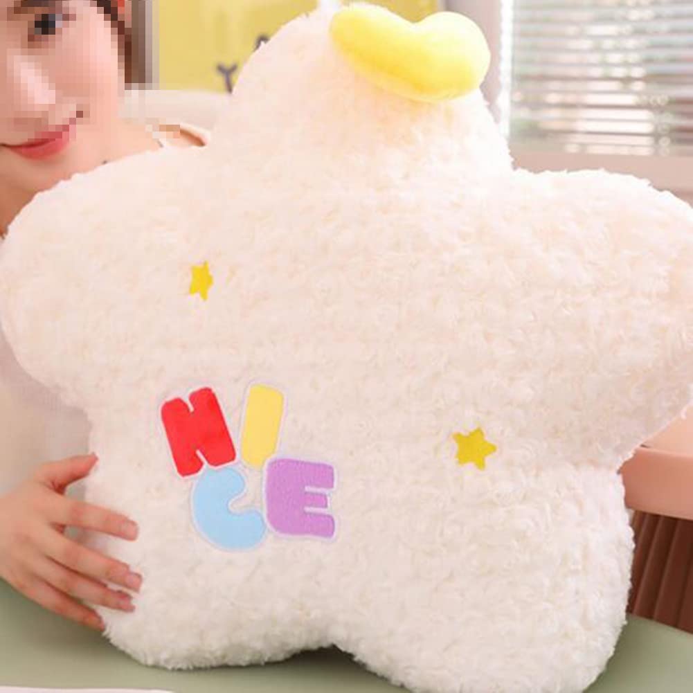 Simulation Star Moon Plush Pillow Sofa Bedding Decorative Throw Pillows Office Waist Lumbar Back Cushion Cute Plush Cushion (40cm/15.7inches, White Moon)