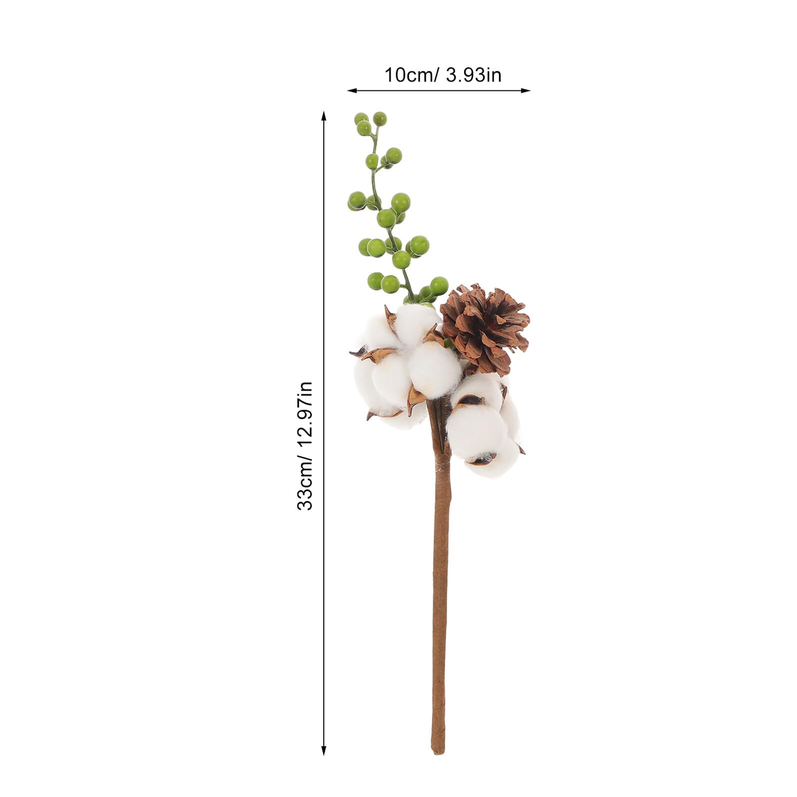 UKCOCO Lot de 4 Tiges de Fleurs de Coton Séchées Vertes, Branche Décorative Naturelle, Bouquet de Coton Artificiel pour Décoration Maison, Mariage, Fête et DIY, Style Nordique,