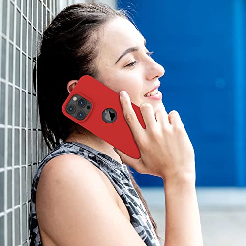 Image of eller sante Liquid Silicon Logo-Cut for iPhone 14 Pro Case Cover, Soft TPU, Shockproof, Scratch Resistant, 6 Feet Drop Protection, Compatible with iPhone 14 Pro Back Cover - Red