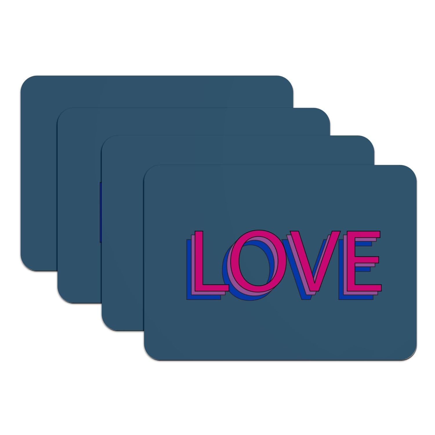 Set de table caoutchouc bleu grand format 39,5x28,5 cm LGBT Pride x4