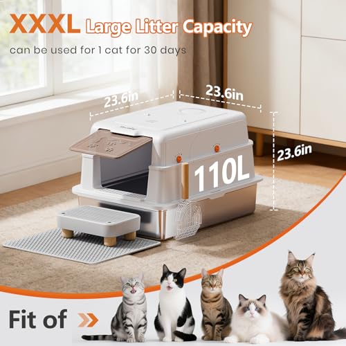 Caja sanitaria para gato de acero inoxidable extra grande XXXL miniatura 6