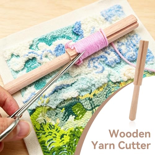 Image of Yarn Cutter Tool, Handcraft Wooden Hook Tool Latch Yarn Cutter DIY Latch Hook Tool for Tapestry Carpet Rug Making DIY Embroidery Crafts