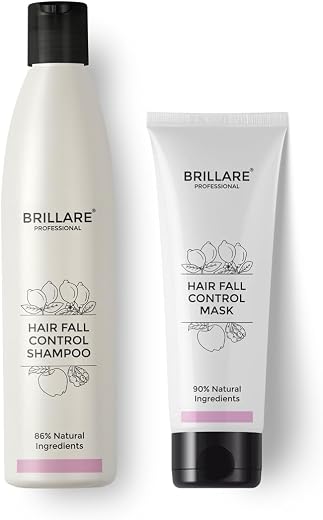 Brillare Professional Hair Fall Control/Anti Hair Fall Natural Shampoo and Mask Combo With Apple, Soya Protein And Lemon (...
