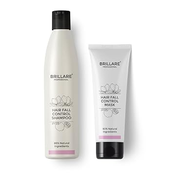 BRILLARE Professional Hair Fall Control/Anti Hair Fall Natural Shampoo and Mask Combo With Apple, Soya Protein And Lemon 300 ml + 125 GM