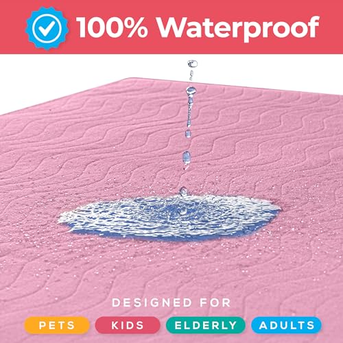 Image of 4 Pack Waterproof Reusable Heavy Absorbency Incontinence Bed Pads 34 inchx52 inch | Utopia Bedding Washable Underpads, Chuck Pads for Adults, Kids, Elderly and Pets, Bedwetting Pads for Sofa and Couch, Pink