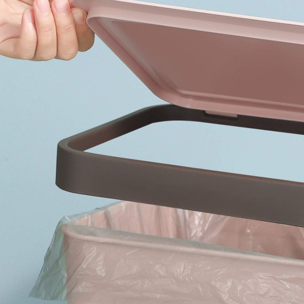 Trash Can with Lid Wall Mounted Trash Can Kitchen Compost Container Hanging Trash Can for Bathroom Bedroom Rubbish Bin/Black/s,Pink-s