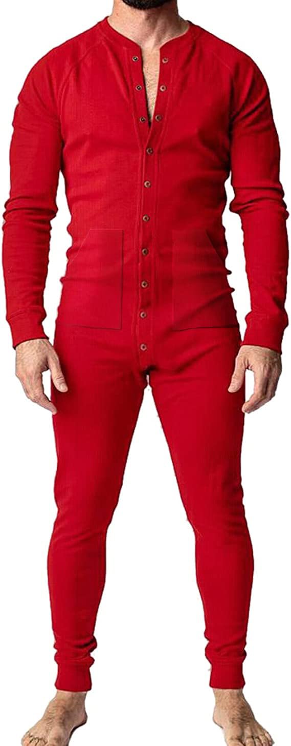 GYMAPE Mens Short Sleeve Jumpsuit Pajamas Onesie Henley