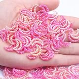 PTONUIC 11x15mm 70pcs Moon Rainbow Imitation Pearl Art Resin Rhinestones Flatback Beads for DIY Crafts Jewelry Making Decoration (Color : Color 5)