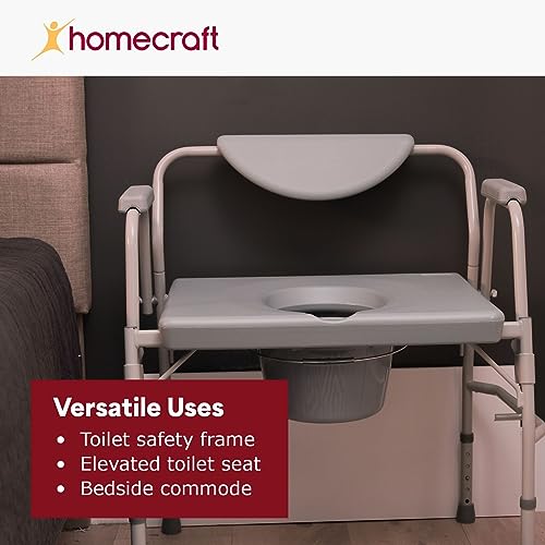Homecraft 52327 Deluxe Bariatric Drop Arm Commode, 1000 Pound Weight Capacity, Adjustable Height Bedside Or Over-The-Toilet Commode thumb #5
