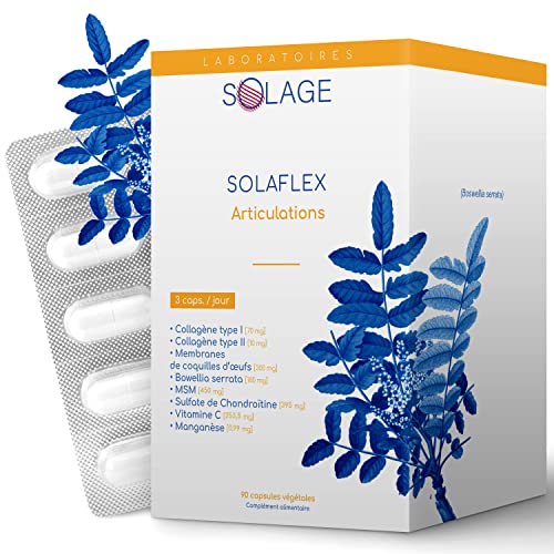 Collagène Non Dénaturé Type 2 - Spécial Articulations - Collagène Non Hydrolysé pour Action Supérieure Démontrée - Complément Alimentaire Acide Hyaluronique 90 gélules - Laboratoire Français Solage Cover