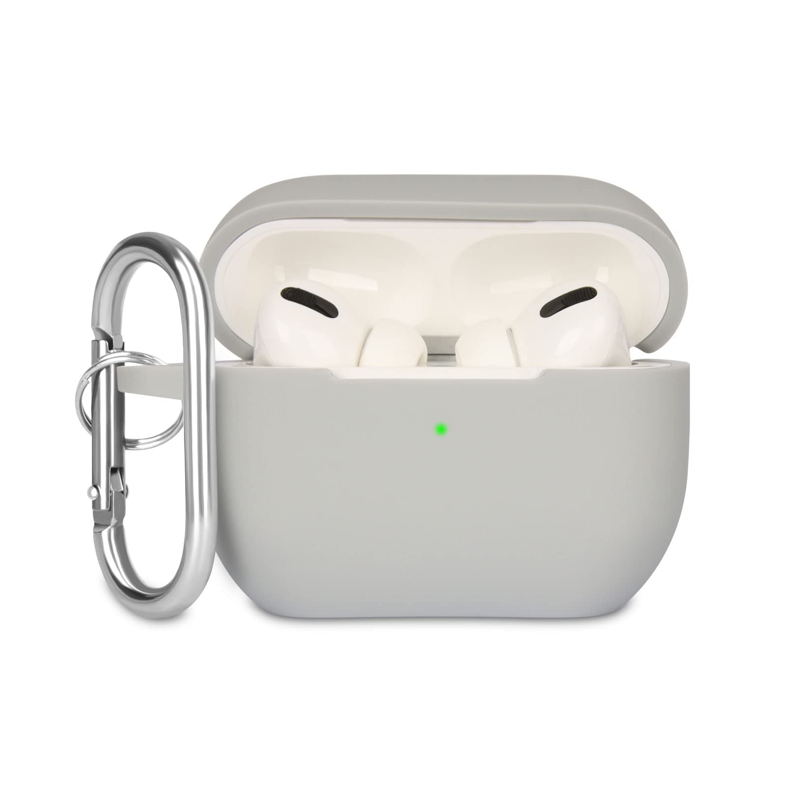 Case Cover Compatible with Airpods Pro, Soft Silicone Skin Case Cover Shock-Absorbing Protective Case for Airpods Pro 2019 with Carabiner, Front LED Visible, Black — view 24