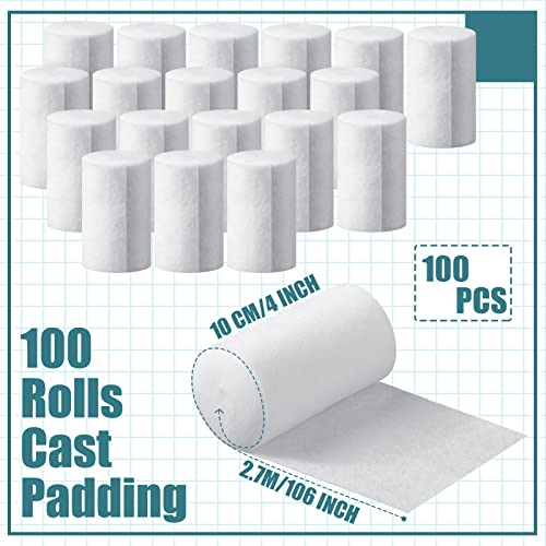 Nuanchu 100 Rolls Cast Padding Soft Individual Pack Plaster Cloth Medical Gauze Pads Plaster Gauze For Wound Care Supplies, Halloween Wrap Bandage, Art Projects, Body Casts, 4 Inch X 8.9 Ft #TOP1