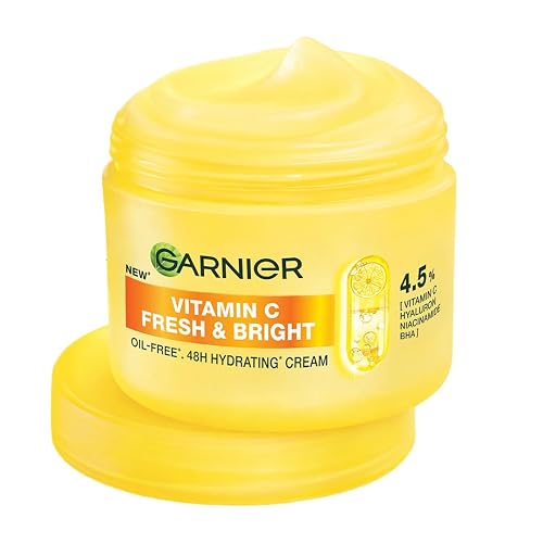 Garnier Fresh & Bright Vitamin C Sorbet Moisturizer, 4.5% Vit C + Hyaluronic Acid + Niacinamide + BHA, 9x Lighter Sorbet Texture, For Hydration & Dark Spot Reduction, Suitable for Oily to Normal & Combination Skin, 90g