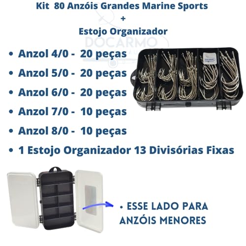 Maleta Estojo Anzol de Pesca Marine Grande Espinhel 80 Uni