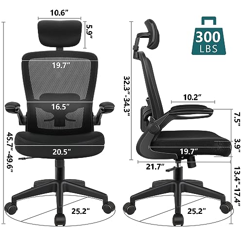 Felixking Ergonomic Office Chair, Headrest Desk Chair Office Chair With Adjustable Lumbar Support, Home Office Swivel Task Chair With High Back And Armrest, Adjustable Height Gaming Chair(Black) #TOP1