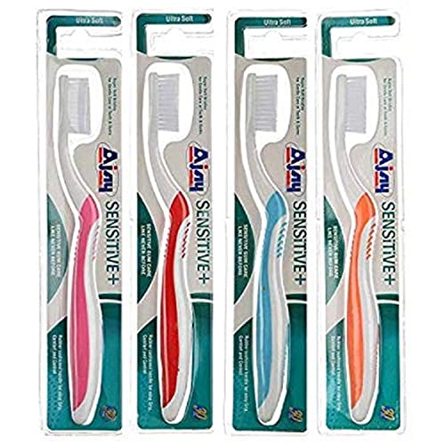 Ajay Sensitive+ Toothbrush (Ultra Soft, Pack Of 10) - Manual, Adult, Multicolor