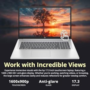 HP 17.3" HD+ Touchscreen Laptop, AMD Ryzen 5 7430U, 32GB RAM, 3TB Storage (2TB SSD+1TB Docking Station Set), AMD Radeon Graphics, Numeric Keypad, Wi-Fi 6, HD Webcam, Windows 11 Home, Silver — photo 3 of 6