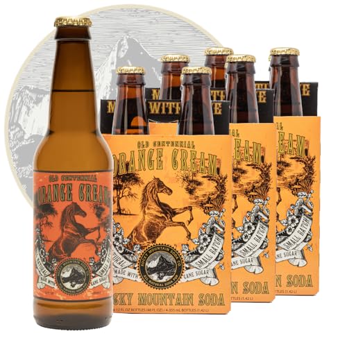 Rocky Mountain Soda, 12Pack 12 Fl Oz Bottles, SmallBatch Craft Soda Pop, GlutenFree, Vegan, Organic Cane Sugar, No Preservatives, No Added Sodium, Orange Cream Soda Pop