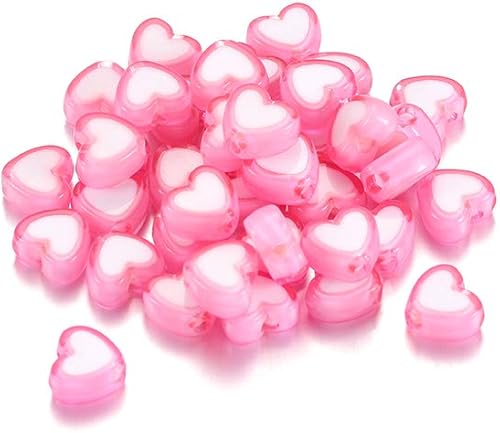 50 cuentas acrílicas de corazón de amor colorido, cuentas espaciadoras sueltas para bricolaje, pulseras, collares, joyería, accesorios de costura