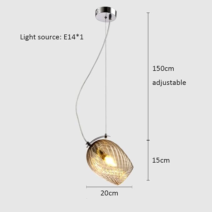 WYRKYP Hanglamp, eenvoudige Scandinavische hanglamp, metalen E14, decoratie voor woonkamer, slaapkamer, nachtkastje, eetkamer, keuken, plafondlamp, binnenverlichting photo 3