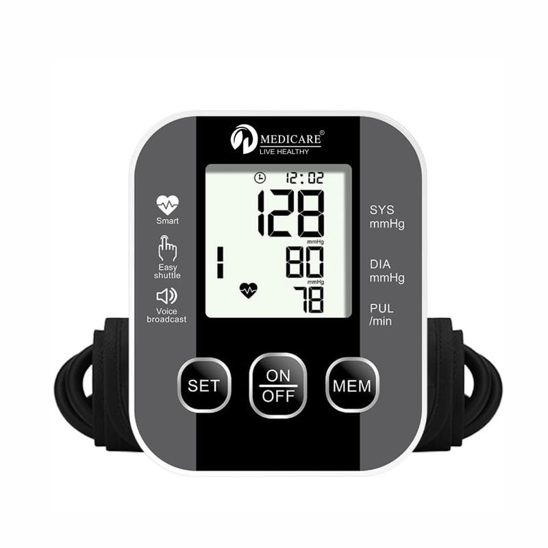 D MEDICARE® Automatic Blood Pressure Monitor DMBP05 | Large Display, Digital BP Machine with Voice, One-Touch Use, Accurate Cuff Sphygmomanometer, Home BP Monitor for Adults, Elderly, Patients