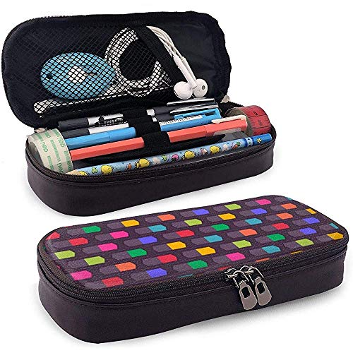 Astuccio per matite Borsa in pelle Custodia per penna Organizer per ufficio Cartoleria Porta cerniera Modello capsula colorato