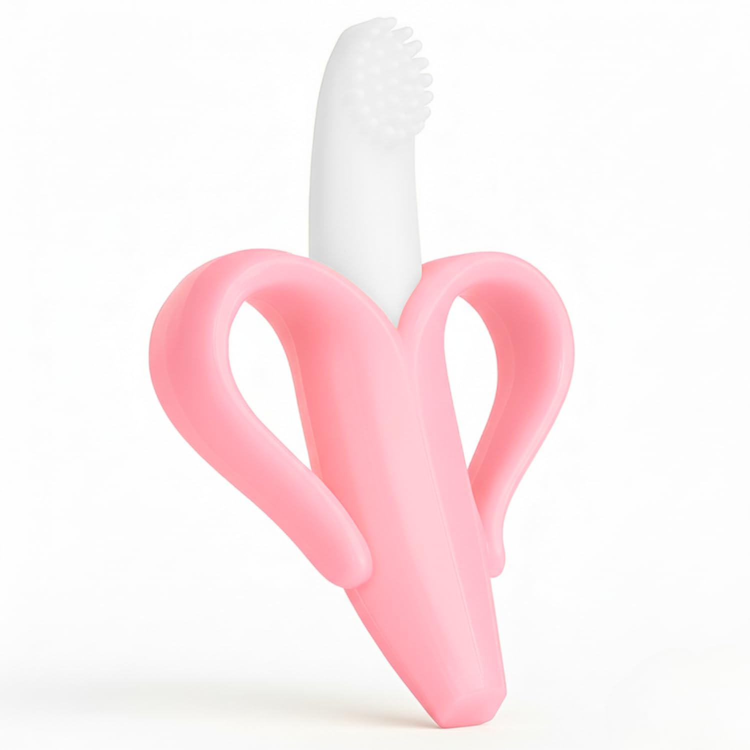 Teether for Babies - Banana Teething Toothbrush with Free Pouch (Pink), 1 Stück (1er Pack)