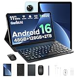 Luzglo P11 Android 16 Tablet 11 Pollici, 48GB RAM+128GB ROM (2TB TF), 90Hz, T7250 Octa-Core, 8800mAh, 13MP+5MP, Gemini AI, Widevine L1, Face ID, GPS, FM, Tablets con Tastiera e Penna, Blu