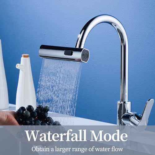 Kitchen 360°Faucet Extender with 55/64\'\'(22mm) Female Thread, Swivel Sink Water Faucet Aerator with 3Modes, Faucet Sprayer Attachment for Kitchen, Faucet Replacement Part FM22 - Thumbnail 4
