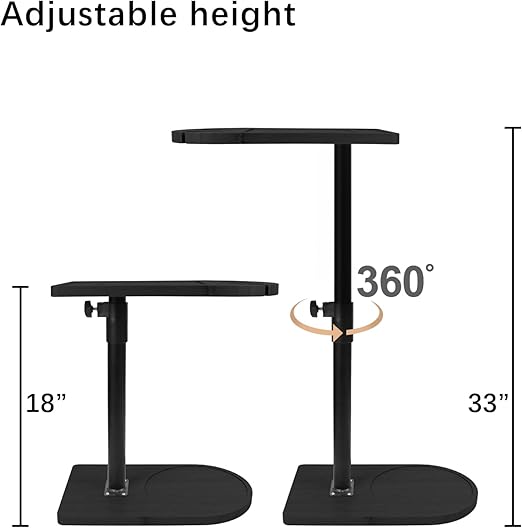 YUHFERA 360° Rotatable Sofa Tray Table for Couch Arm - Height Adjustable End Table for Bed or Chair with Phone & Tablet Slots, TV Tray Table, Side Table Tray for Small Spaces（Black,Arc） thumbnail 2