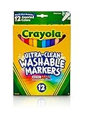 Crayola Ultra Clean Washable Markers, Fine Line Marker Set, Gift for Kids, 12 Count