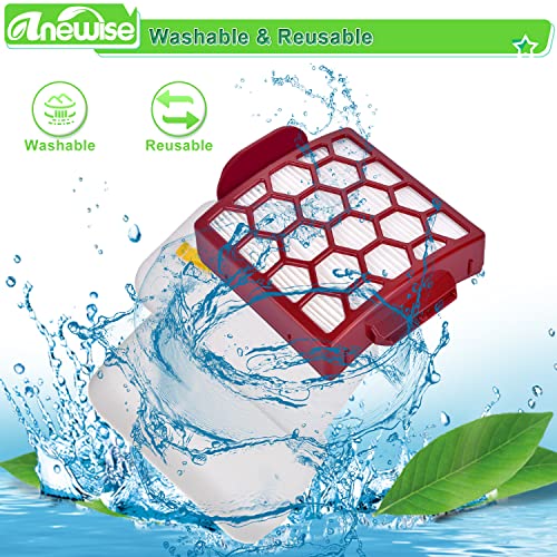 Anewise Filter Replacement For Shark Navigator Pet Pro Plus Nv150 Nv150C Nv151 Nv251 Rotator Nv255 Zero-M Zu60 Zu62 Zu62C Upright Vacuum, Compare To Part # 1238Ft60 & 1239Ft60, 2 Hepa + 6 Foam & Felt Filters #TOP5