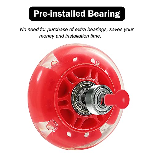 Uxcell 70Mm Inline Skate Wheels With Abec-7, 608Zz Bearing, Light Up Inline Skate Wheels, Led Flash Flashing Inline Skate Replacement Wheels For Teens(1 Pcs), Red #TOP2