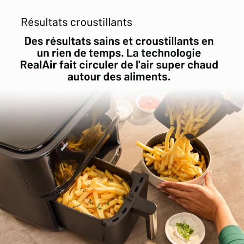 Braun TwinCook 3 TD3030IBK, AirFryer à double bacs, Capacité 8L, Cuisson Séparée, Contrôle de Température Numérique 80-200°, Technologie RealAir, Fonction Sync, 8 Préréglages, 2850W, Noir