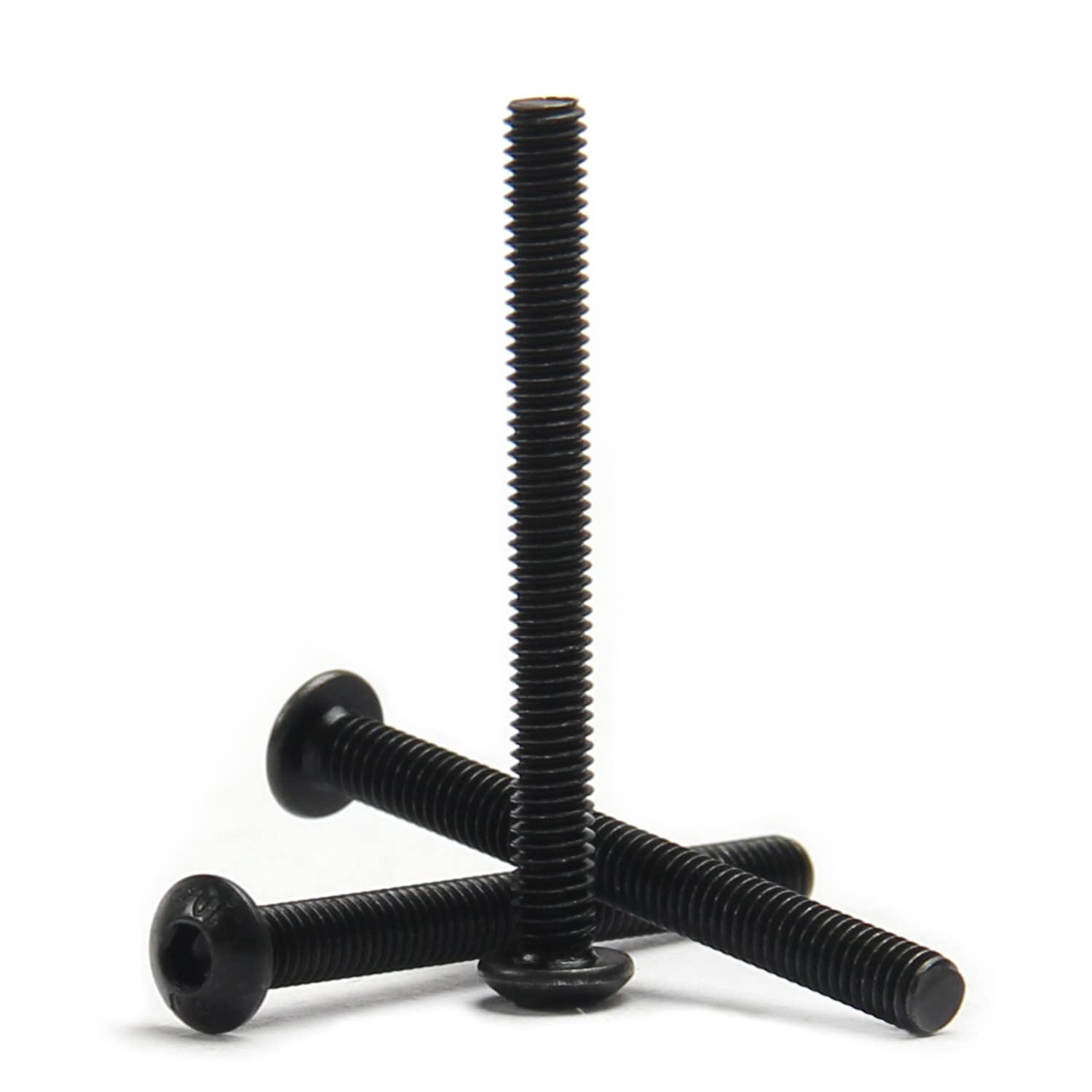 Mromax M4*40 M4x40mm Hex Socket Cap Screws Button Head Metric Full Thread Carbon Steel Zinc Plated Black 50Pcs