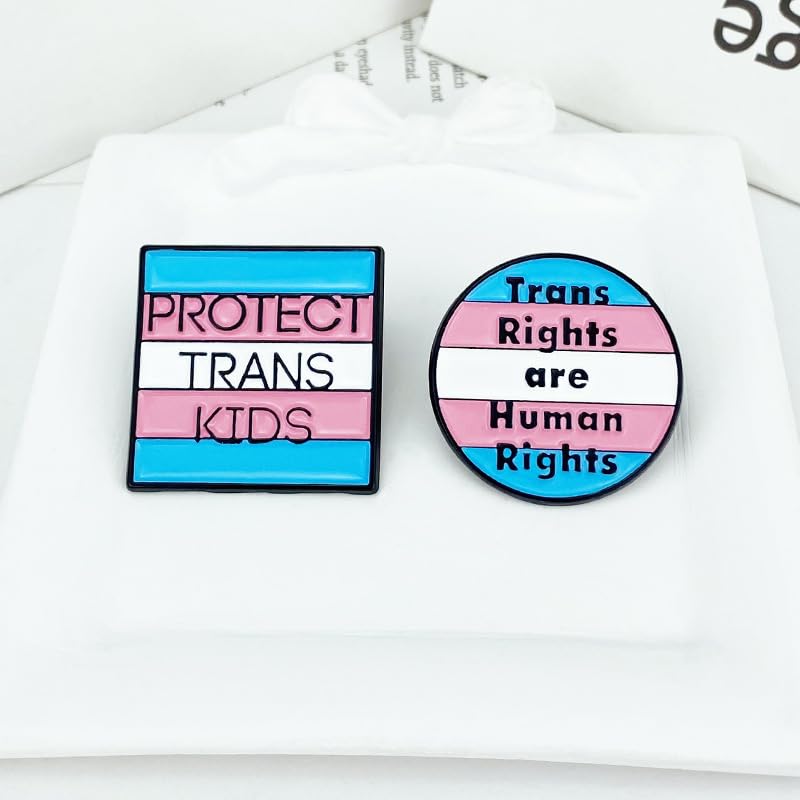 Support Trans Rights Enamel Pins - Protects Trans Kids and Trans Rights are Human Rights - Blue Pink Enamel Brooch Pin Badge for Support Trans Rights3